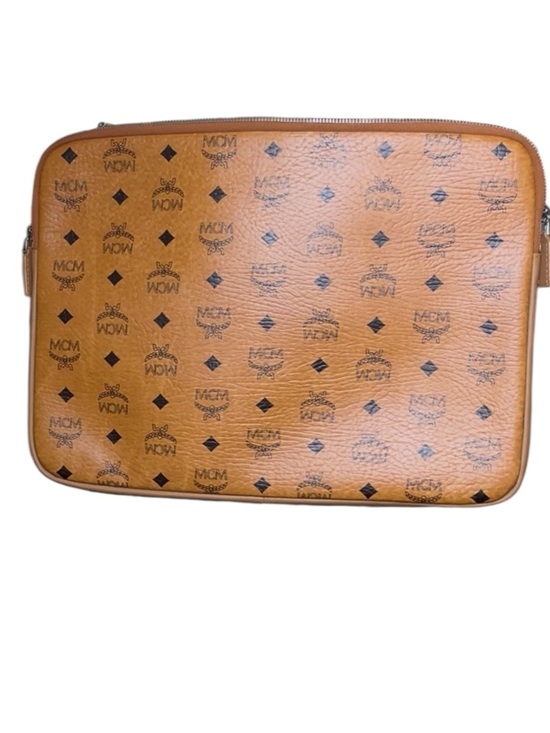 MCM Cognac Visetos Logo Sleeve laptop Carry Case